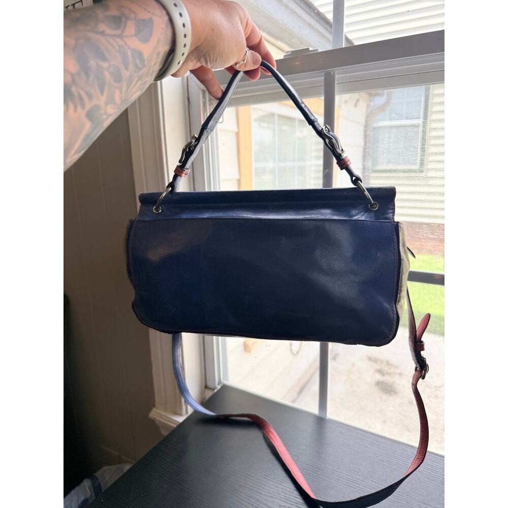 Coach Legacy Leather Turnlock Flap Shoulder Bag Blue Red Cream Crossbody Y2K Era - Picture 14 of 16